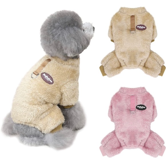 HUMLANJ Other - 2 Pack Fuzzy Dog Cat Pajamas Small Warm Puppy Onesie Cats Pet Clothing Dogs